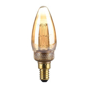 2W LED E14 Kultråd Kertepære, Amber Glas, 1800K - 65lm, RA80