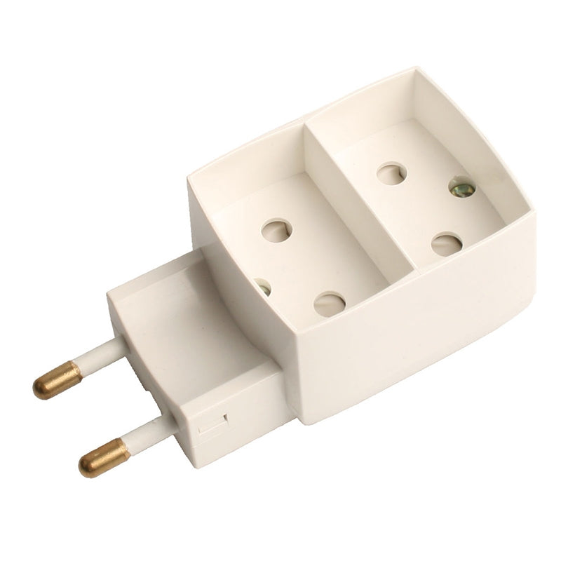 Dobbeltstik 2 flade udtag - Hvid