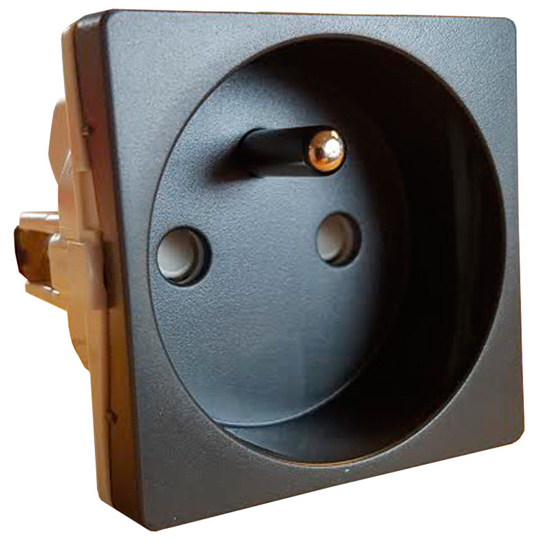 Fuga stikkontakt 2P m. pindjord 1m koksgrå