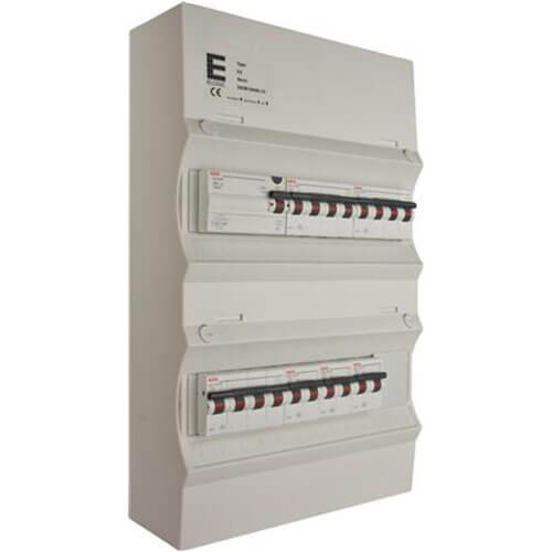 Færdigmonteret gruppetavle - HPFI - 3x16A 3P+N, 3x13A 1P+N - Grå