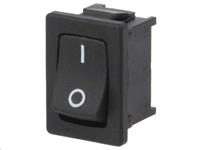 Vippekontakt - OFF-ON, 12A, 4,8mm spadestik, Sort