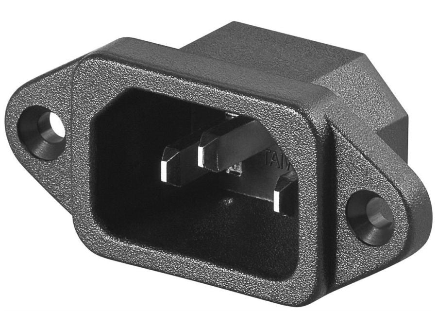 Apparatfatning - 3pol C14 han, Sort (4,8mm spadestik)