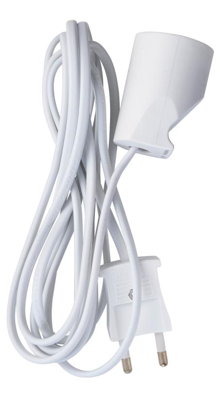 Forlængerledning u/jord hvid 2m 230V 10A