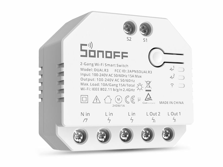 DUALR3 2-kanal Wi-Fi Smart Switch m. strømmeter