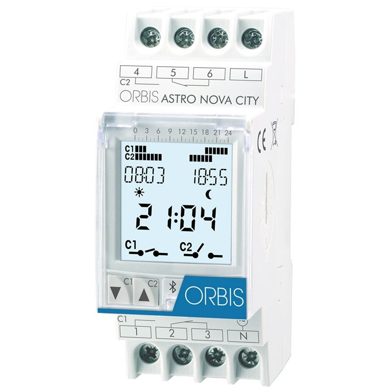 Kontaktur Digital 230V m indbygget skumringsrelæ og Bluetooth-APP