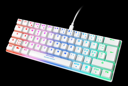Mini mekanisk gaming tastatur - RGB, Brune Switche, Hvid