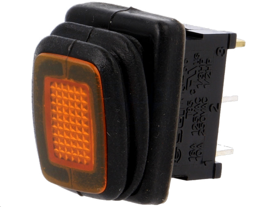 Vippekontakt - 2P OFF-ON, 250V/10A, Orange lys (IP65)