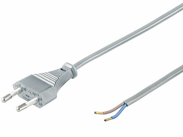 Strømkabel - Euro han til løs ende, Grå (1,5m)