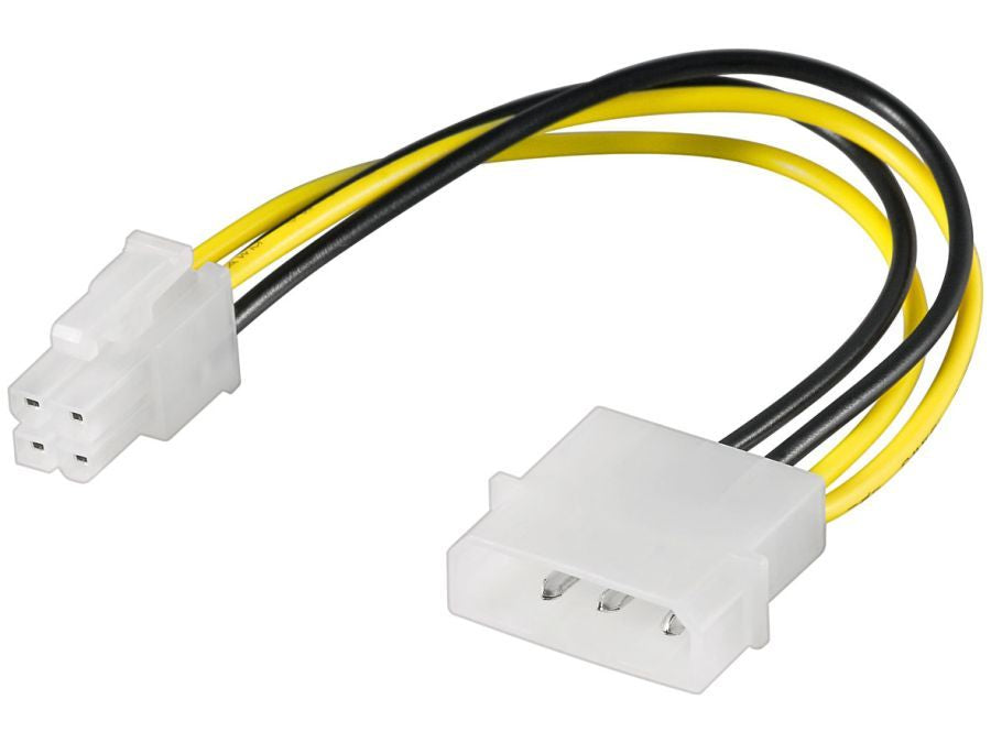 Intern PC strømkabel - 5,25 han til P4 han (16cm)