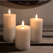 3D Vokslys Ø7,5 x 10+12,5+15 cm + timer (sæt med 3 stk)