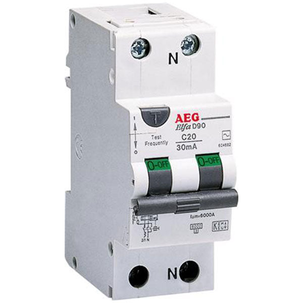 AEG kombiafbryder 16A 1P+N 6kA C 30mA