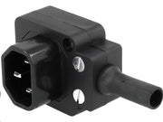 Apparatstik - IEC320-C14, 3pol han, 90° ned, Sort