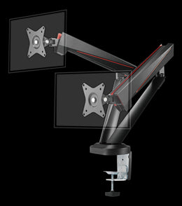 Dual Gaming bordbeslag - 13-32" med justering, VESA, Sort