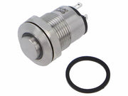 Vandalsikret stålkontakt, 1P OFF-ON Ø12mm, Blå 12V LED