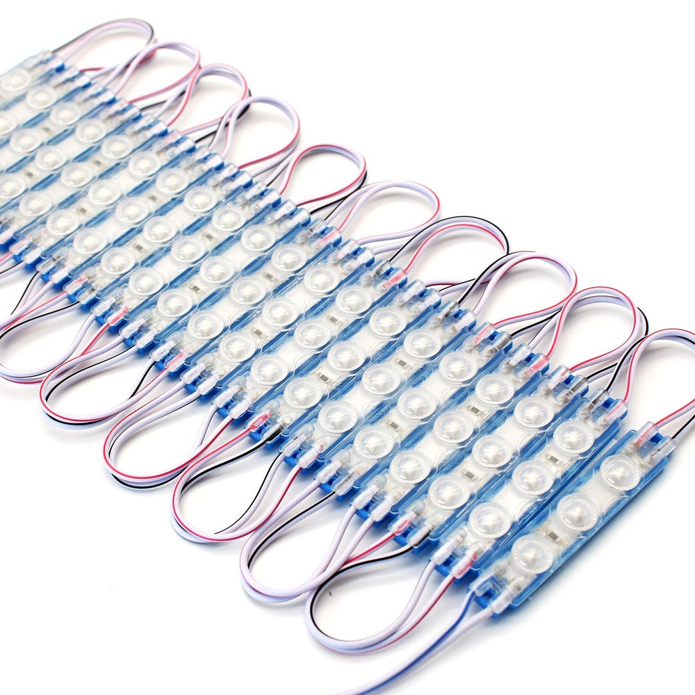 Vandtæt blå LED modul - 1,1W pr. stk, IP66, 12V, Perfekt til skilte og specialløsninger