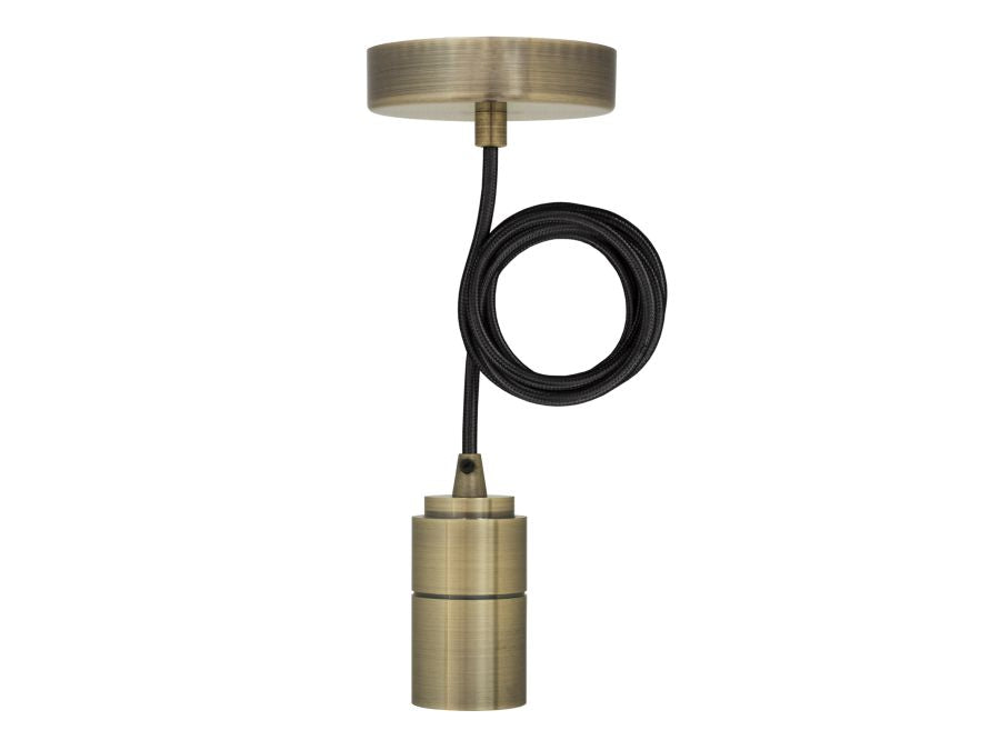 Pendel m. E27 sokkel - LYON, Sort stofledn. (1,5m)