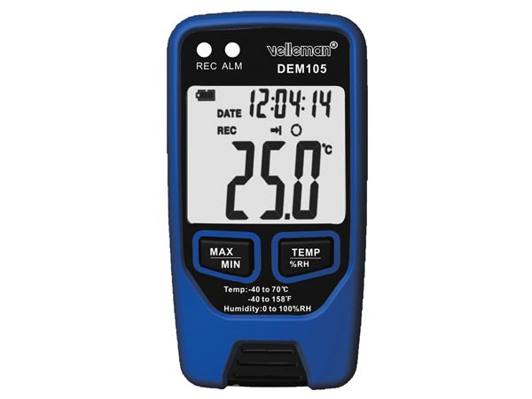 DEM105 Termometer & luftfugtighedsmåler/logger m. USB