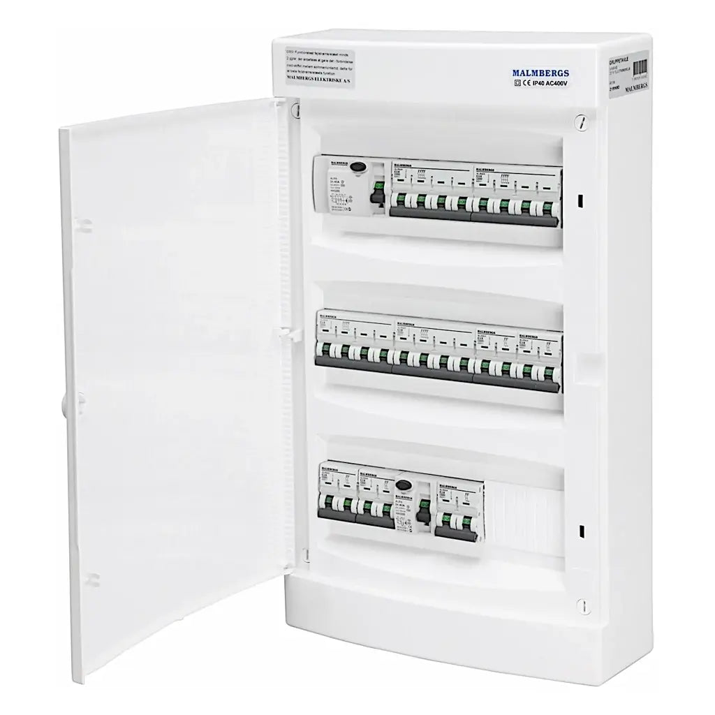 Færdigmonteret gruppetavle – 2x16A 3P+N + 2x10A 3P