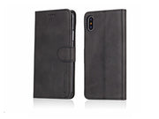 Læder flipcover m. kortholder - Til iPhone XS Max, Sort