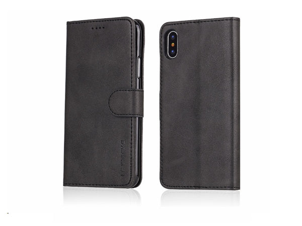 Læder flipcover m. kortholder - Til iPhone XS Max, Sort