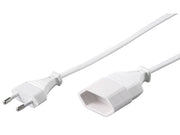 Strømkabel - Euro han til Euro hun, Hvid (5m)