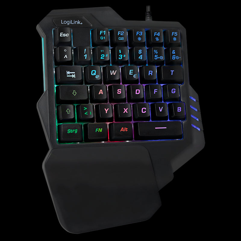 Enhånds-gamingtastatur - RGB, håndledsstøtte