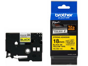 TAPE 18MM SORT TEKST PÅ GUL EKSTRA