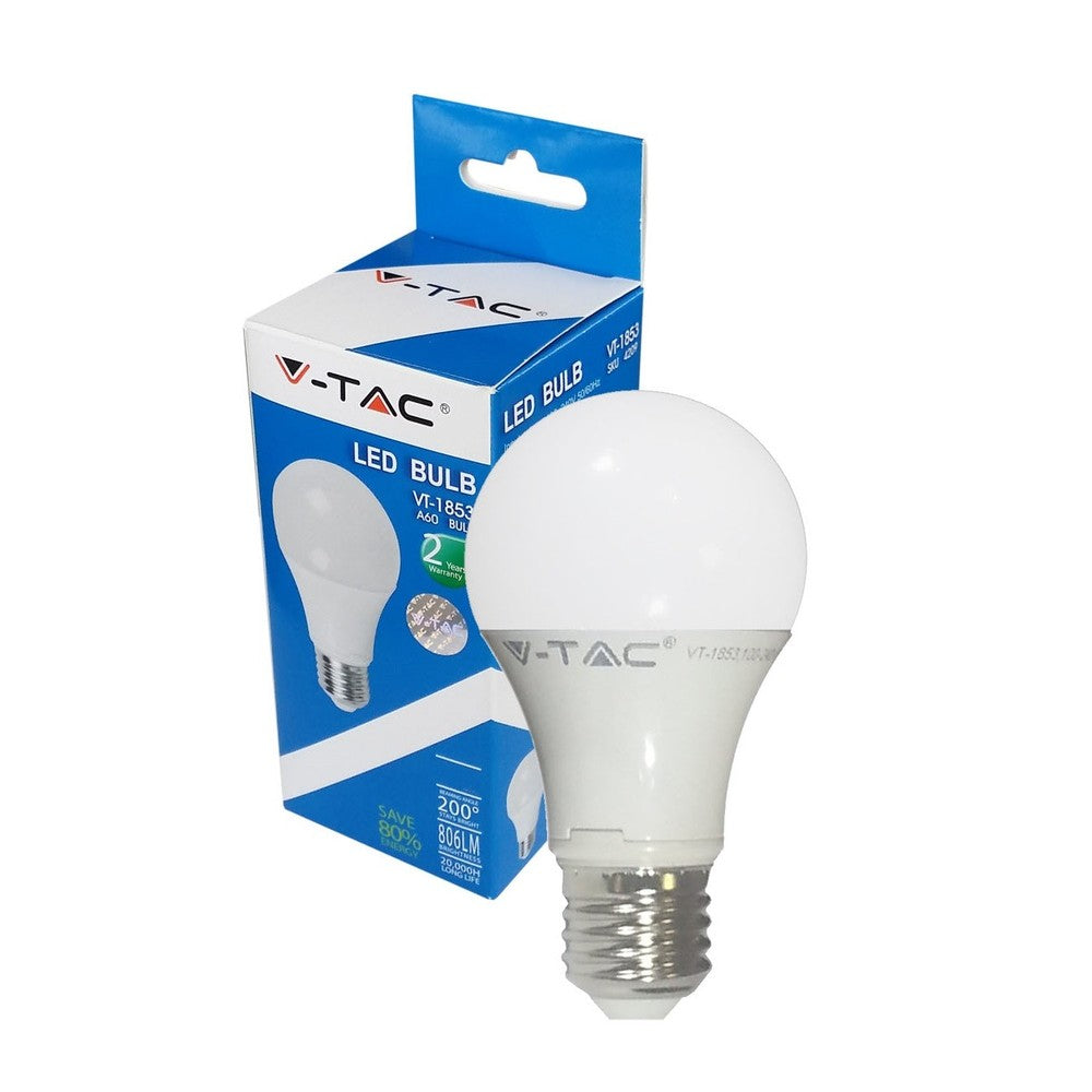 V-Tac 9W LED pære - 200 grader, A60, E27, 806lm, RA80