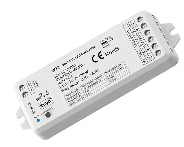 LEDlife rWave CCT controller - Tuya Smart/Smart Life, Push-dim, 12V (60W), 24V (120W)