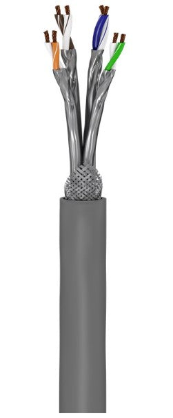 S/FTP netværkskabel - CAT6a, trådet CU, PIMF, Grå (50m)