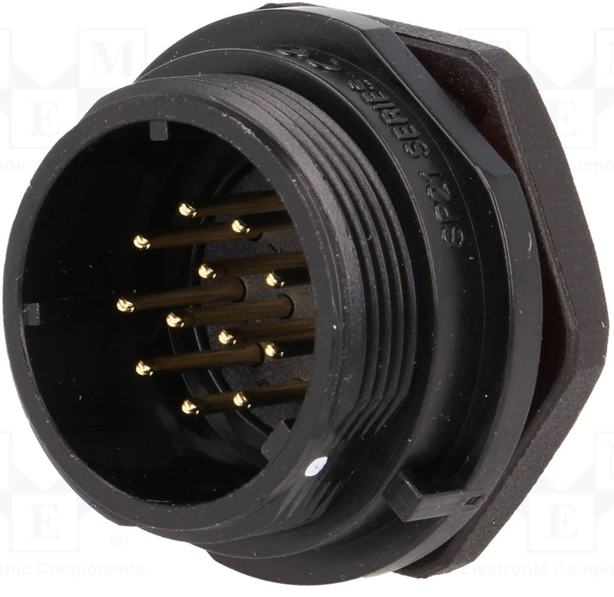 SP21 fatning - 12pol han, 0,75mm², 5A, kabinet (IP68)