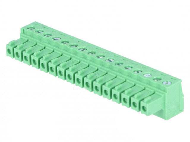 Indstik skrueterminal - 16P hun 3,81mm 0,5-1,5mm², Grøn