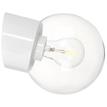 Væglampe Classic Glob, E27, skrå, hvid, IP54