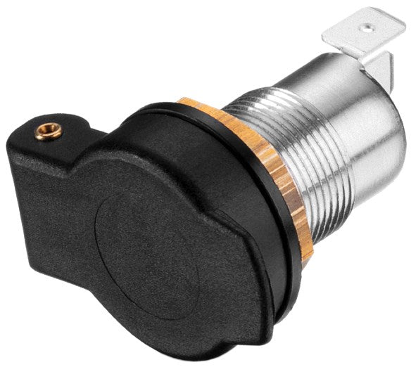 DIN normfatning 12/24V 16A, m. cover (metalhus)