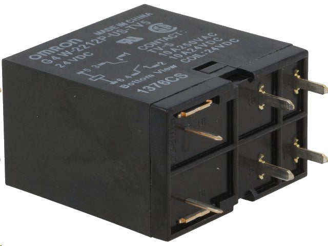 Miniature relæ - 24VDC 10A, 2 x slutte (DPST-NO) 6-ben 7,6mm