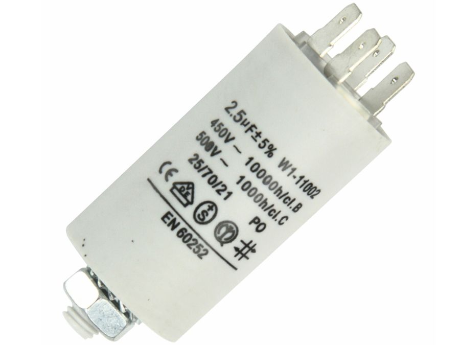 MOTOR kondensator - 2,5uF / 450V, M8 forskruning, Spadestik