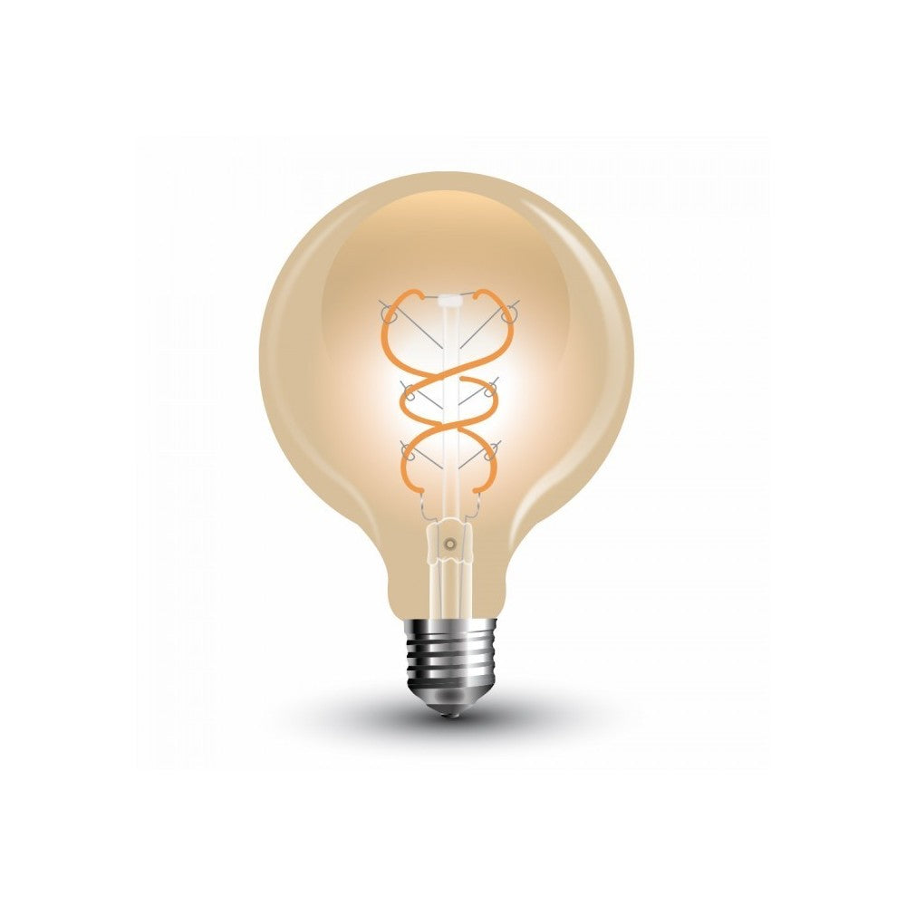 V-Tac 5W LED globepære - Kultråd, Ø12,5cm, ekstra varm hvid, E27 (Erstatter 30W, 230V, 300lm, RA80)