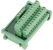 DIN-skinne strømfordeler klemrække - 2 ind > 12 ud (48V/12A)