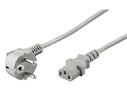 Strømkabel - CEE7/7 90° han > C13 (IEC), Grå (2m)