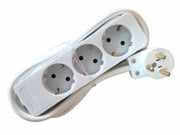 Hybrid stikdåse - 3 x Schuko, DK stikprop, Hvid (1,5m)