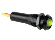 LED panel kontrollampe - 24V, 10mm Sort hus, Grøn