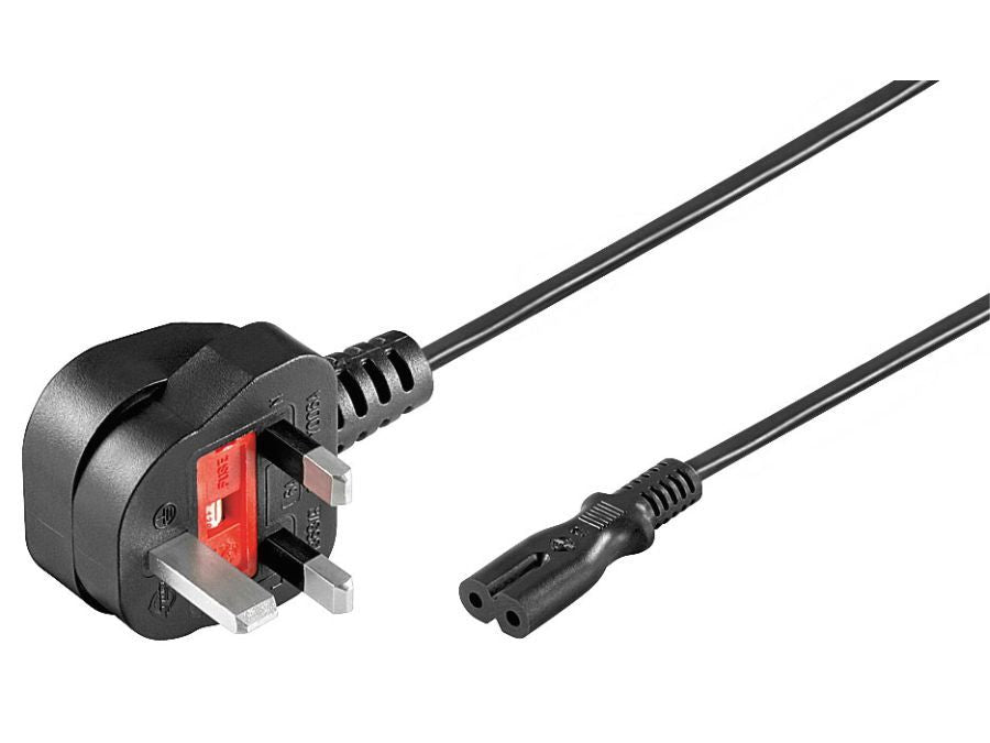 Strømkabel - UK han til 8-tal (C7) hun, sort (1,8m)