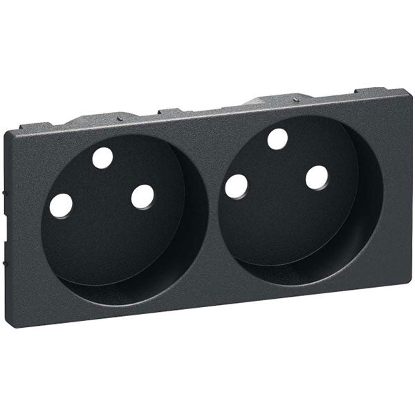 LK Fuga afdækning til 2m stikkontakt med pindjord - koksgrå