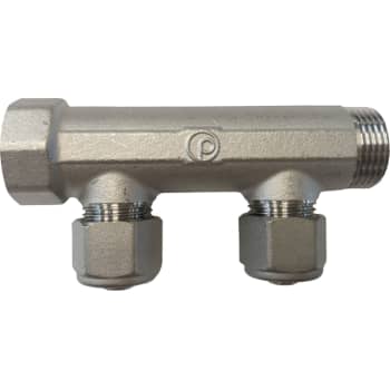 3/4" x 15 mm 2-grens CC 50 fordelerrør messing TEA belægning m/kobl.