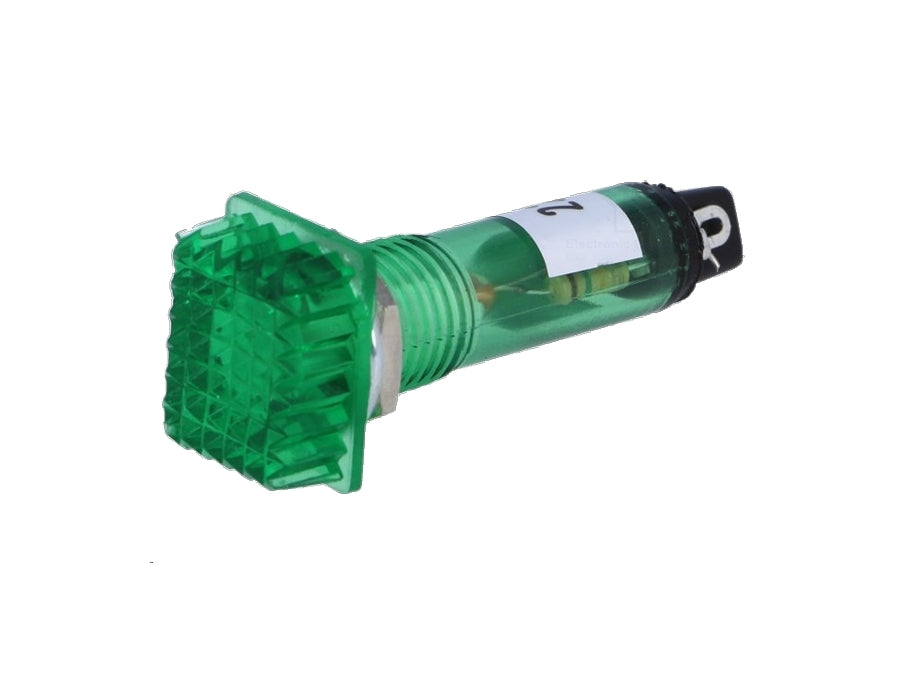 Panel kontrollampe - 230V, Kvadrat, Ø11mm, Grøn