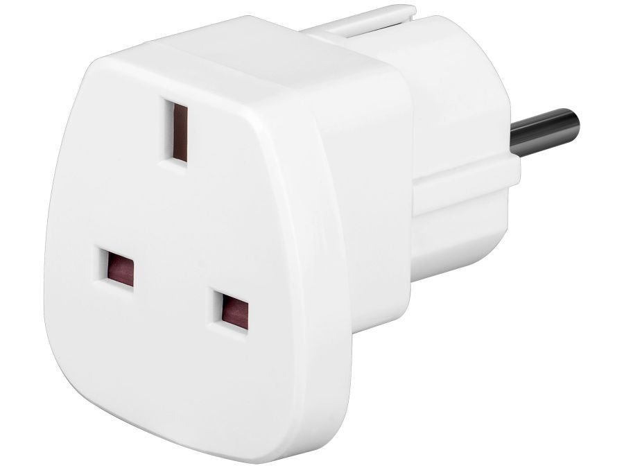 Rejseadapter - UK hun til CEE7/7 (DK) han, Hvid