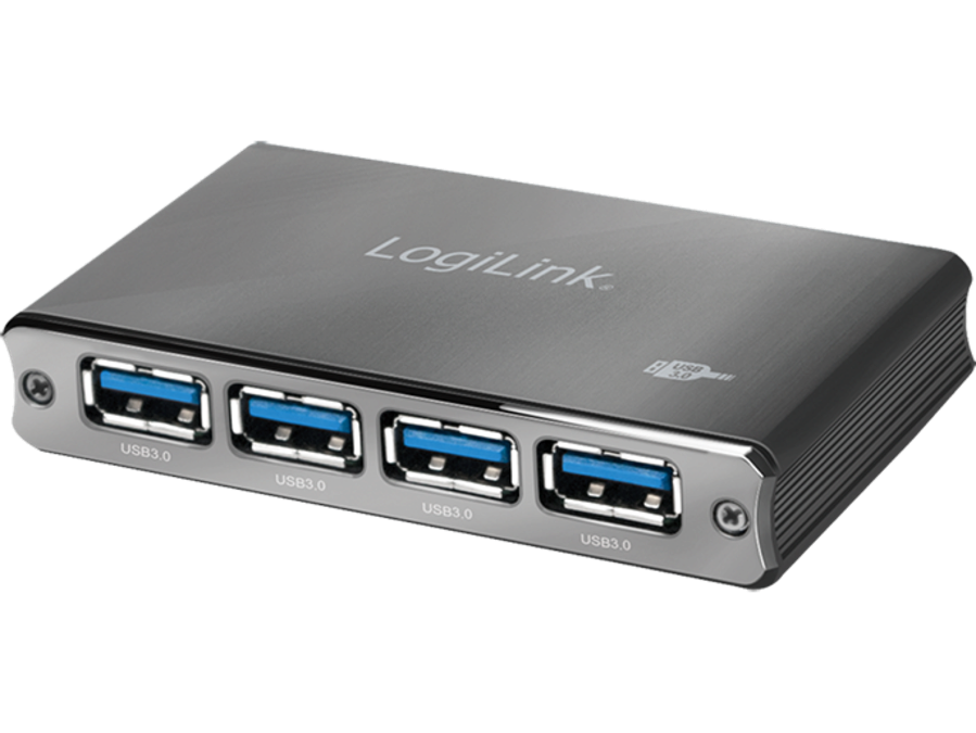 USB 3.0 Hub, 4-port, aluminum, incl. power supply