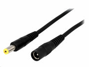 DC forlængerkabel - 5,5x2,1mm han/hun 1mm² Sort (1,8m)