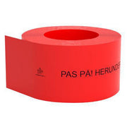 Kabelafdæk rød 100x1,8 mm. - "Pas på - herunder stærkstrøm" - 50 meter
