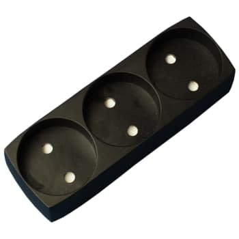 3-Stikdåse U/J sort med blindhul